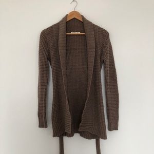 Light Brown Knit Cardigan with Strap/Belt